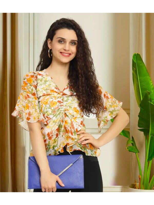 Multicolour Floral Tie-Up Top for Women