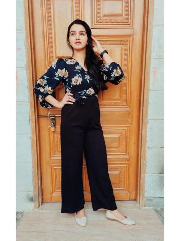 Floral Black Jumpsuit for Women