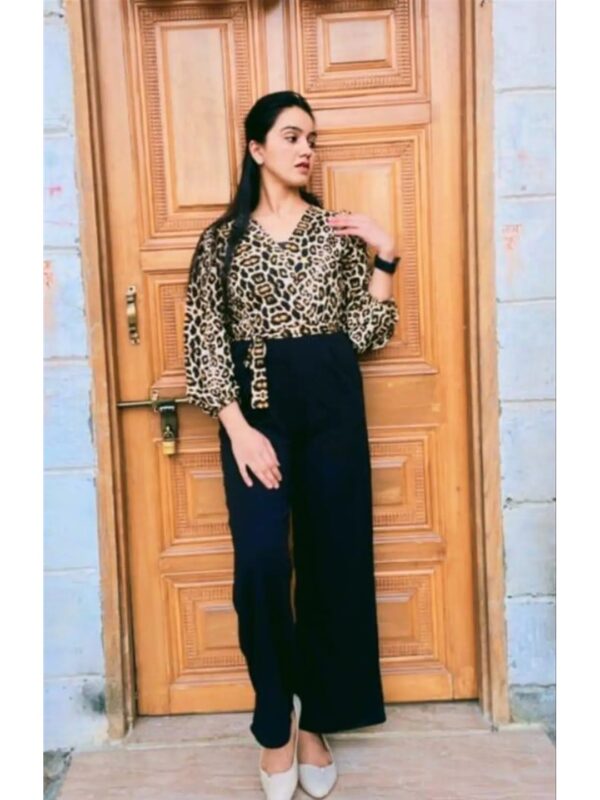 Brown Leopard Printed Jumpsuit for Women
