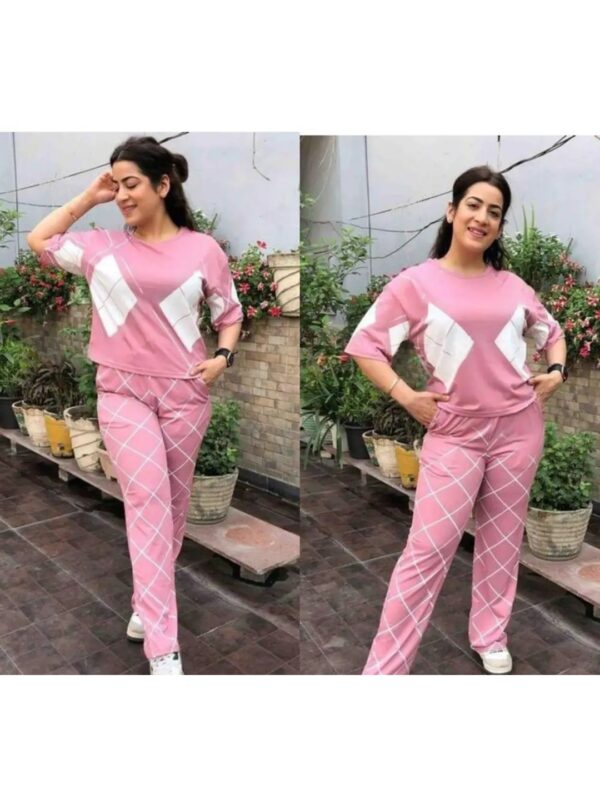 Pink Printed T-shirt Co-ord Set for Women