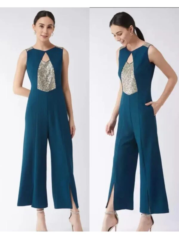 Teal Sequin Jumpsuit for Women
