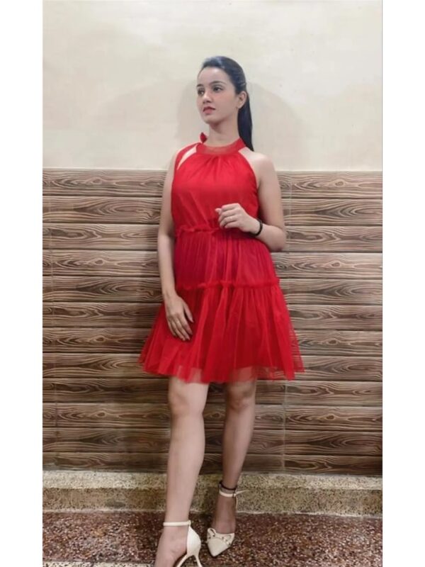 Solid Net Tiered Mini Dress for Women