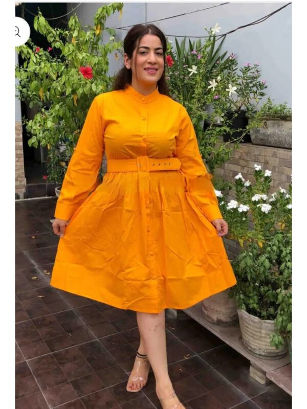 Solid Fit and Flare Midi Dress for Women