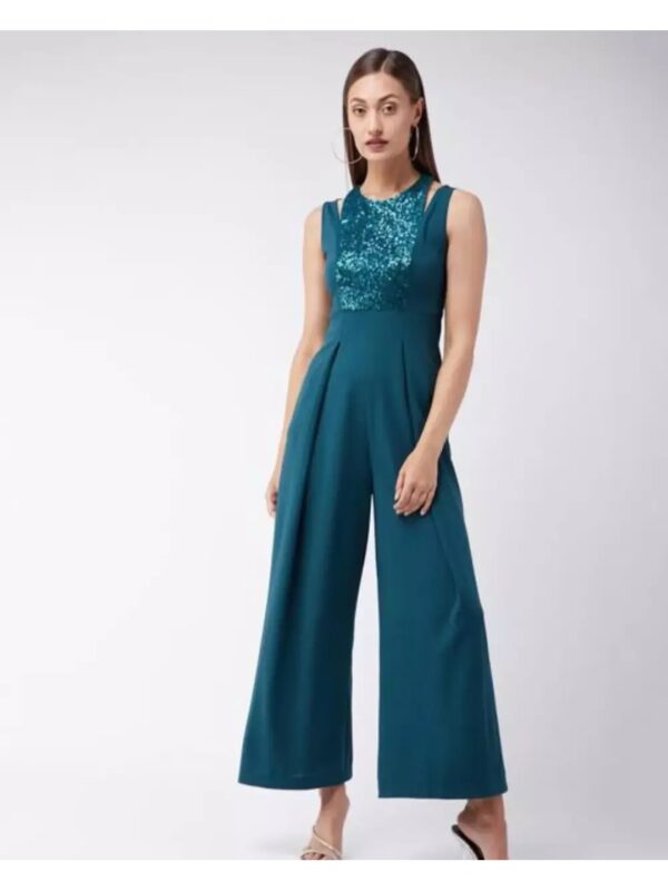 Solid Sequin Jumpsuit for Women