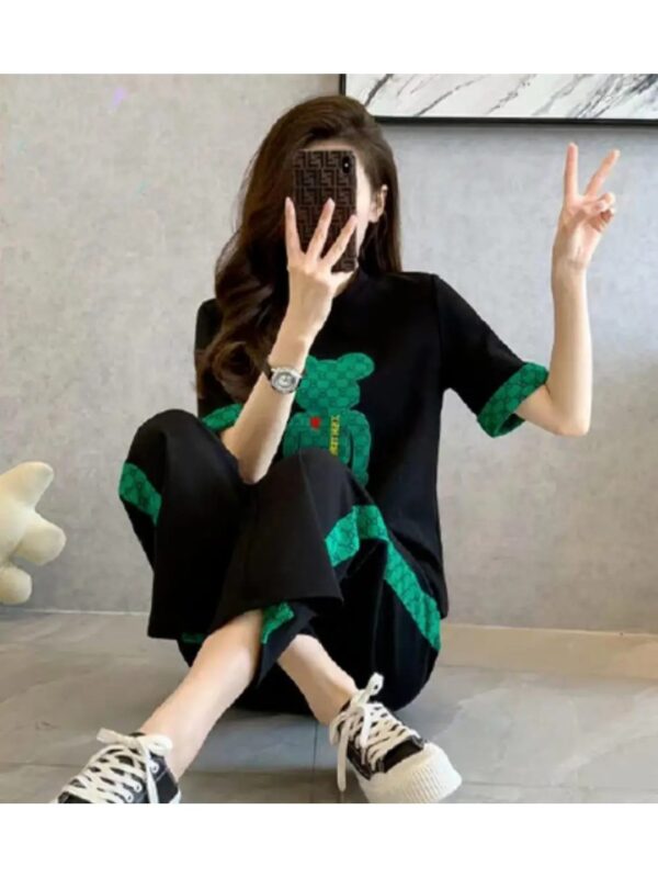 Black Printed T-shirt and Pant Co-ord Set for Women