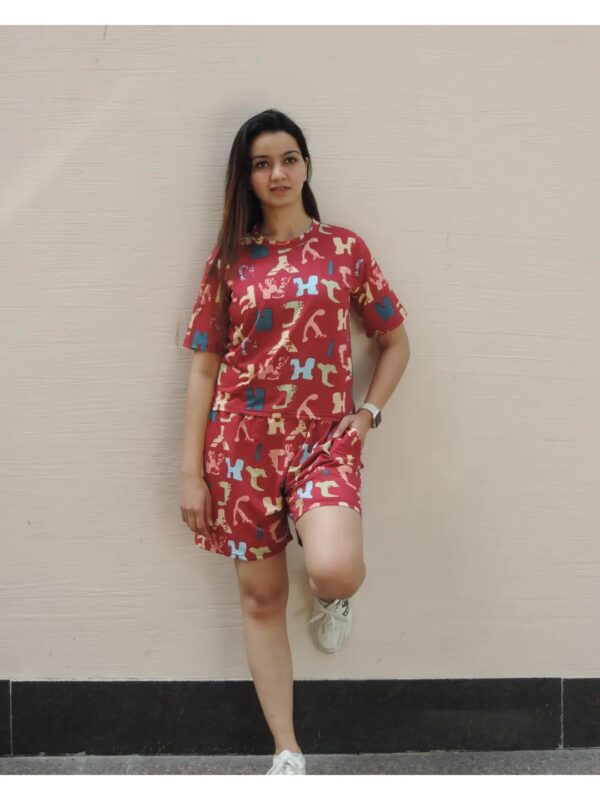 Letter Printed T-shirt and Shorts Co-ord Set for Women