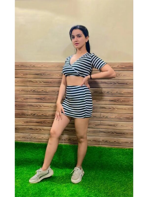Striped Top and Skirt Co-ord Set for Women