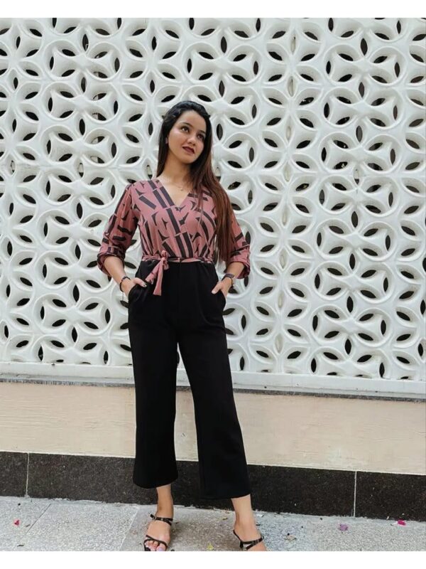 Pink Printed Skinny Jumpsuit for Women