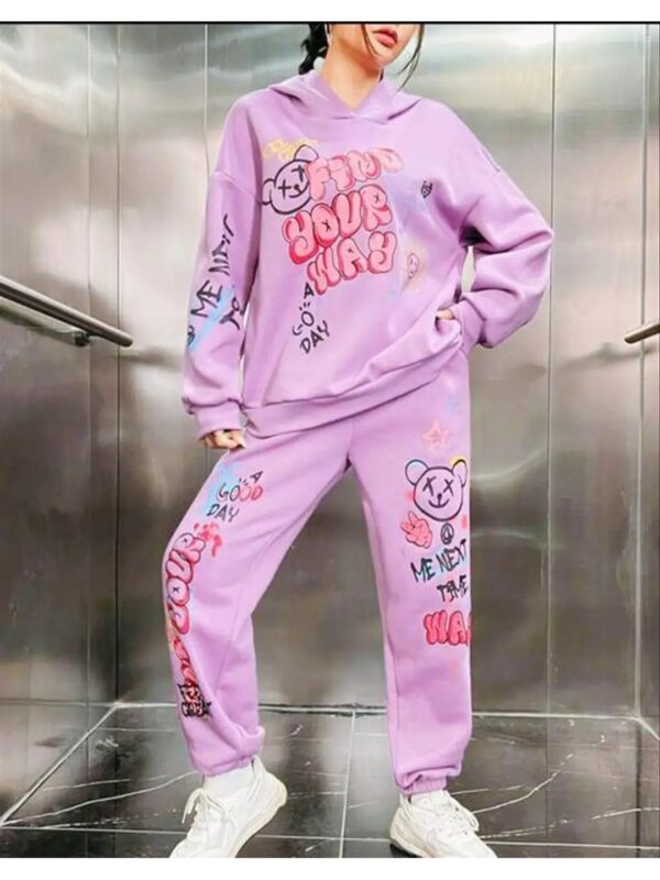 Lavender Graphic Hoodie Co-ord Set for Women