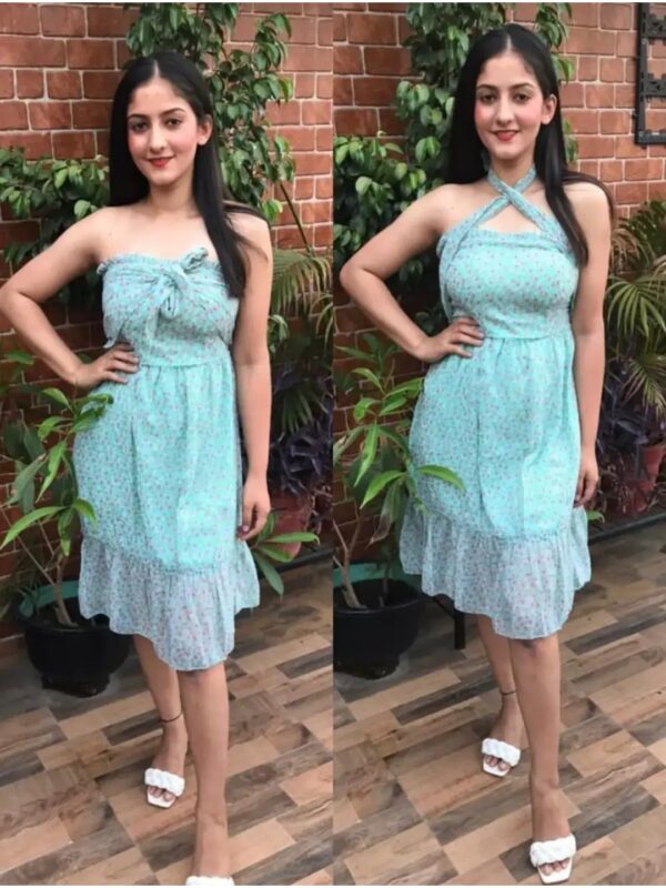 Solid Floral Midi Tiered Dress for Women