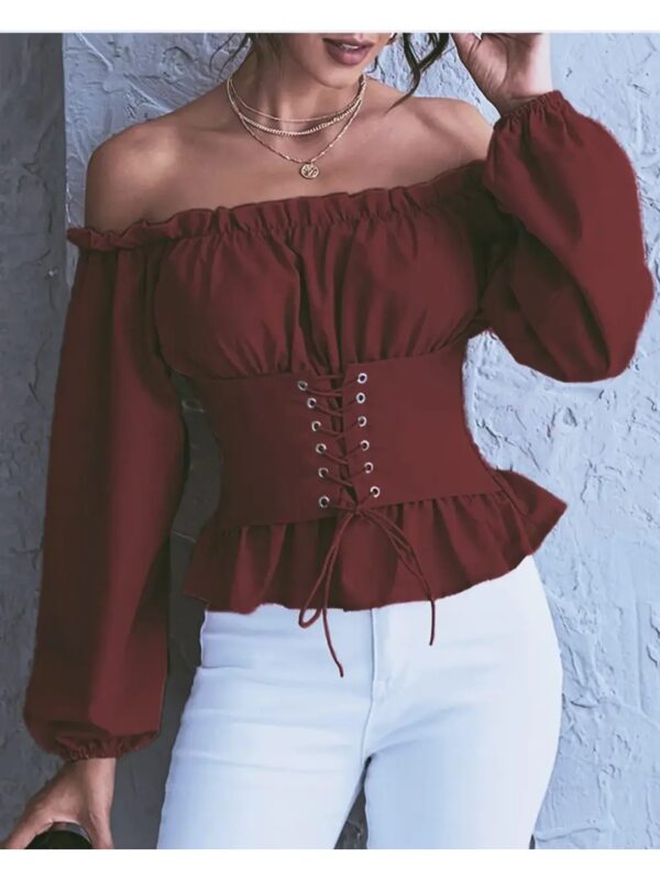 Solid Ruffle Corset Top for Women