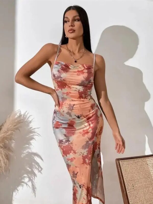 Elegant Printed Bodycon Maxi Dress