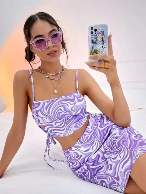 Lavender Marble Crop Top & Skirt Co-Ord Set