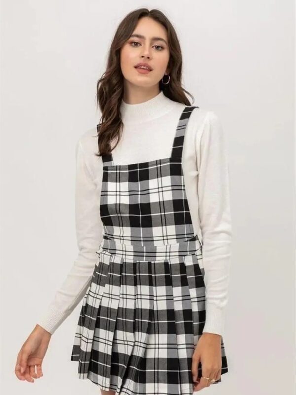 Checked Pinafore Mini Dress