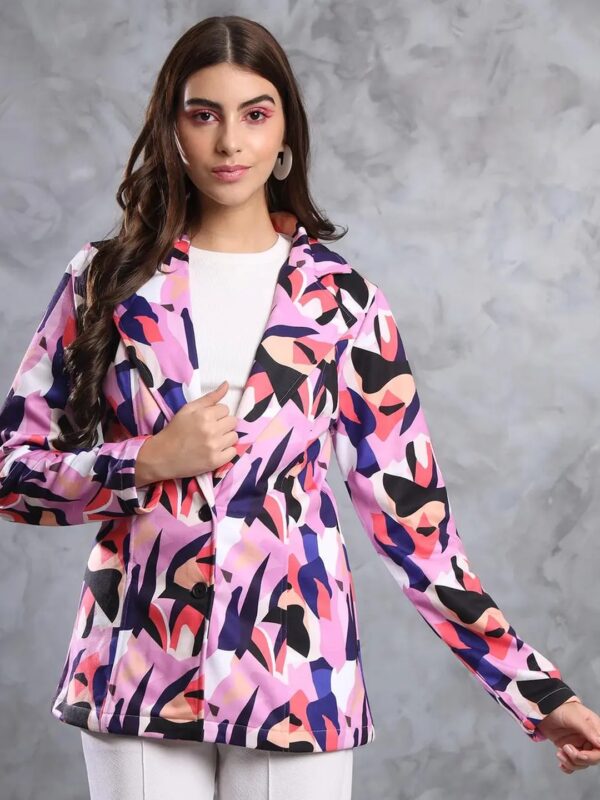 Pink Printed Blazer for Women