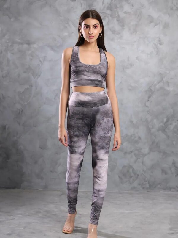 Grey Tie-Dye Top and Pants Co-ord Set for Women