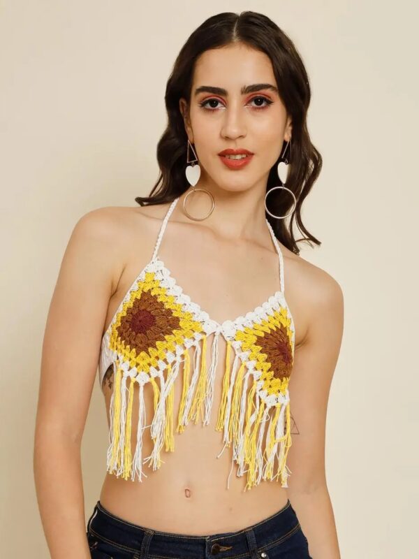 Yellow Crochet Bralette Top for Women