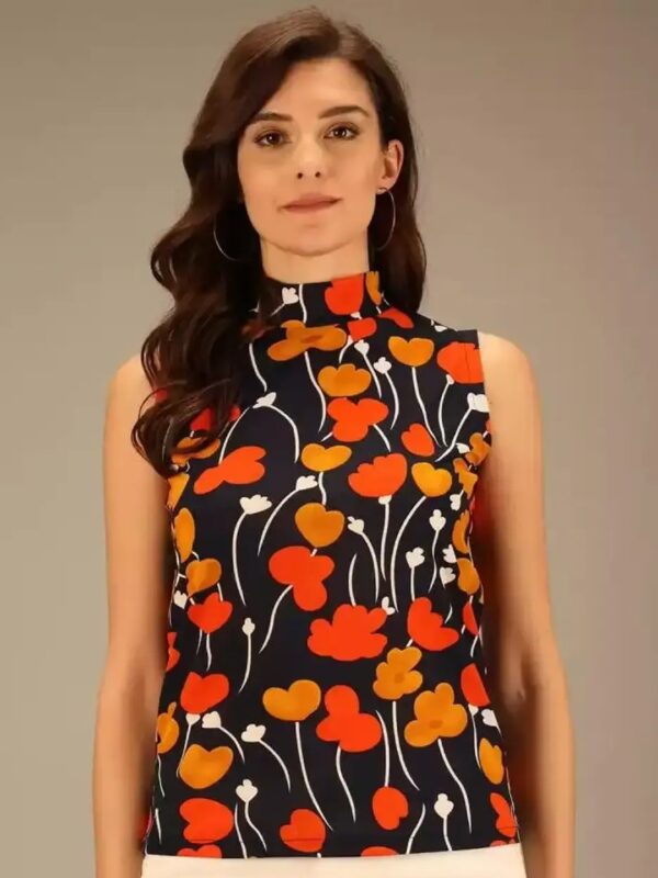 Black Floral Sleeveless Top for Women