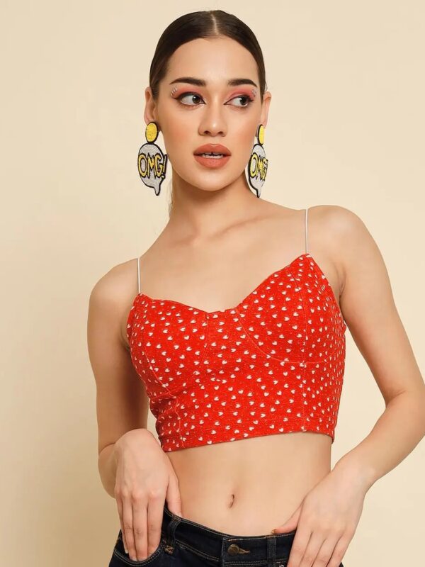 Red Heart Printed Bralette Top for Women