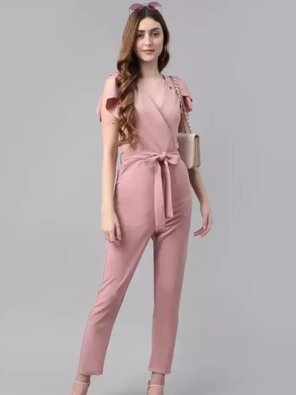 Pink Tie-Up Skinny Jumpsuit for Women