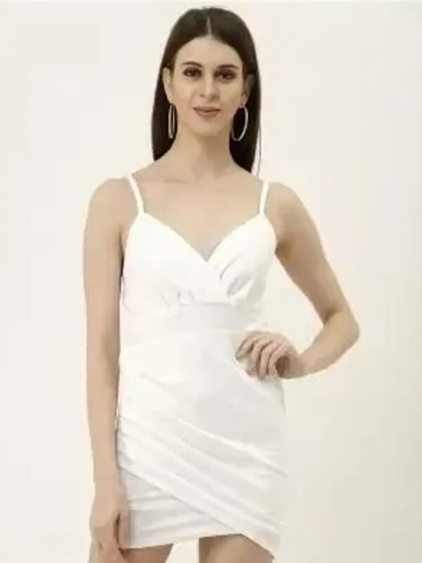 White Sleeveless Mini Wrap Dress for Women