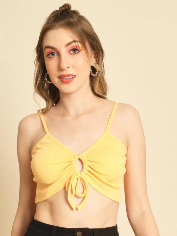 Solid Front Tie-Up Bralette Top for Women