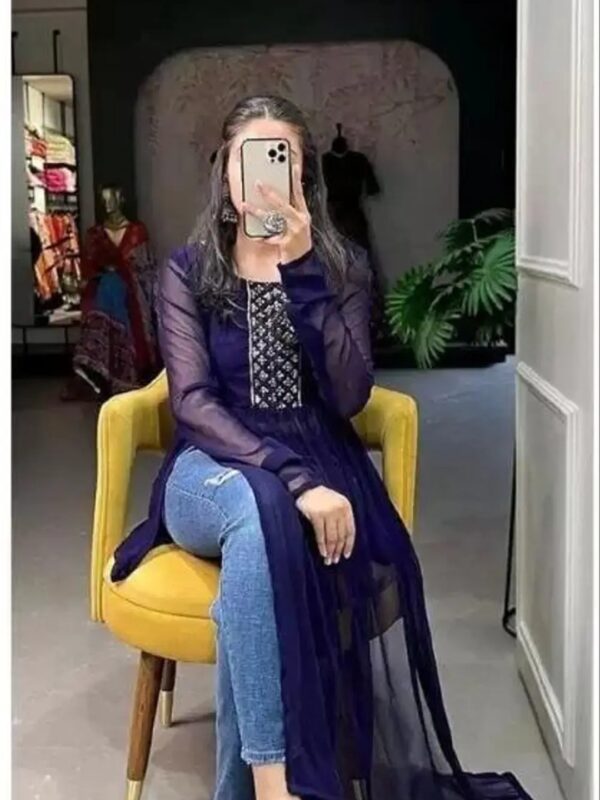 Solid Embellished Anarkali Kurta for Women