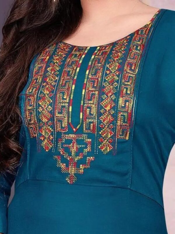Solid Embroidered Straight Kurta for Women
