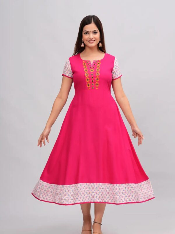 Solid Embroidered Anarkali Kurta for Women