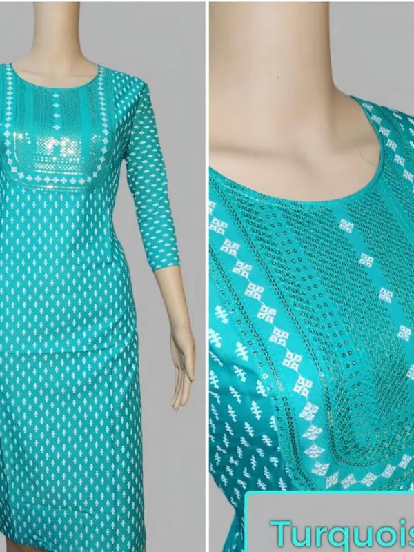 Solid Embellished Straight Kurta for Women