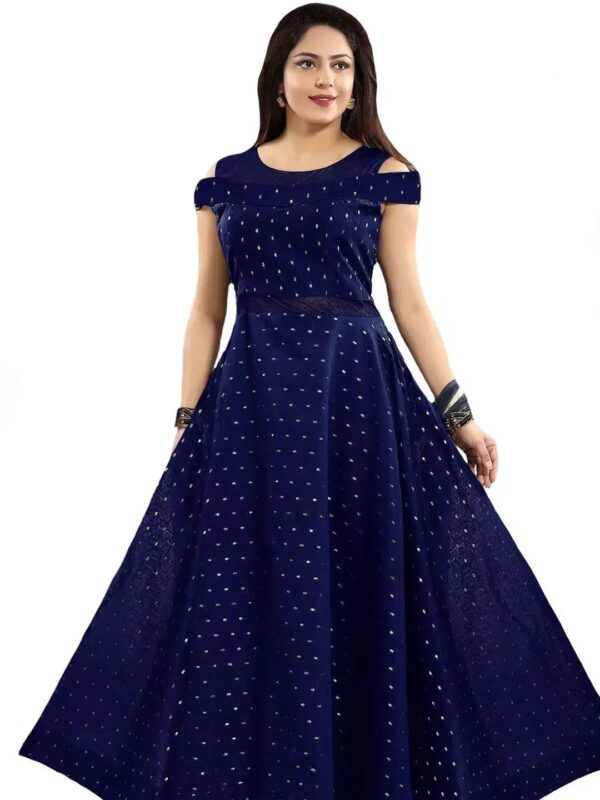 Solid Cold-Shoulder Embellished Gown for Women