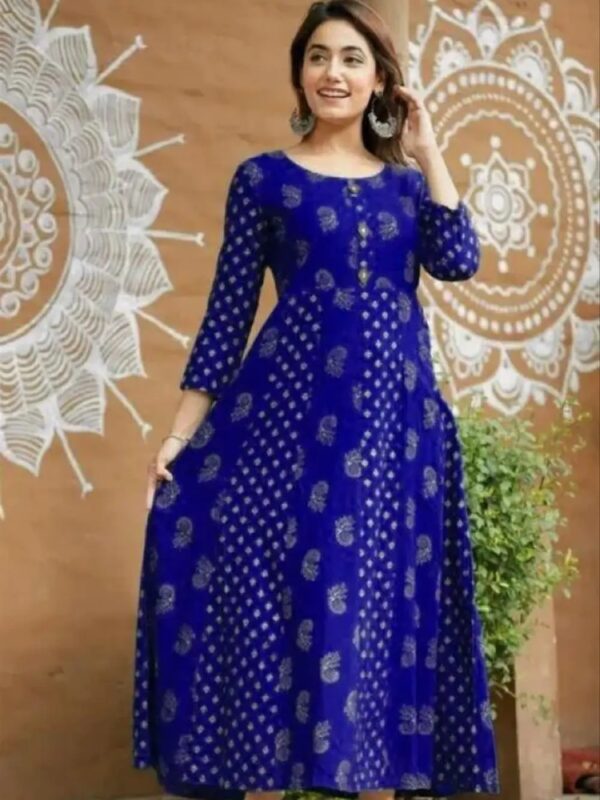 Ethnic Printed Long Anarkali Kurta for Women