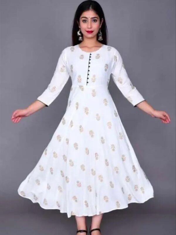 Ethnic Printed Buttoned Anarkali Kurta for Women