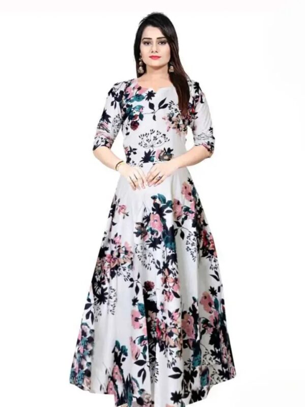Floral Three-Quarter A-line Maxi Gown for Women