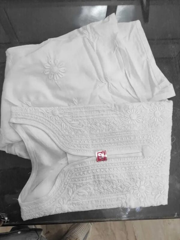 Solid Chikankari Straight Kurti for Women