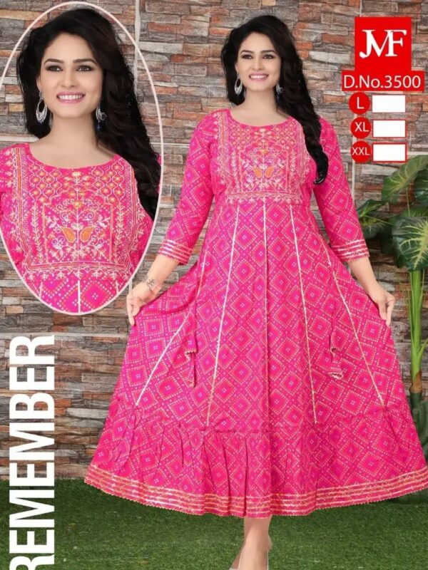 Pink Ethnic Embellished Anarkali Kurta for Women
