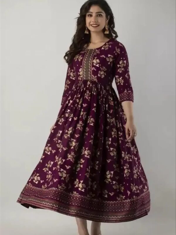 Ethnic Foil Printed Anarkali Kurta for Women