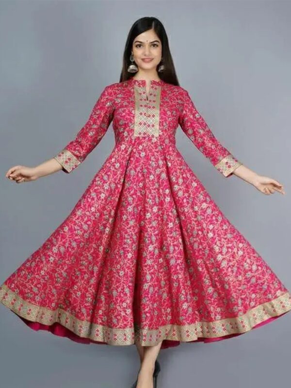 Pink Embellished Ethnic Anarkali Kurta for Women