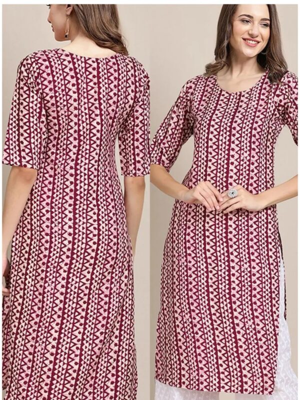 Maroon Ethnic Printed Straight Kurta for Women