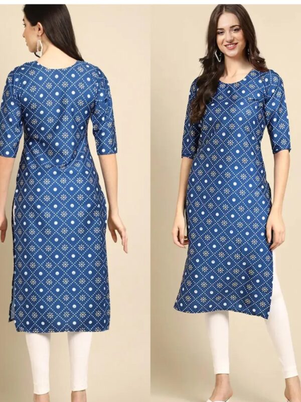 Blue Ethnic Printed Straight Kurta for Women