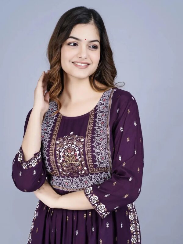 Foil Printed Gathered Straight Kurta for Women