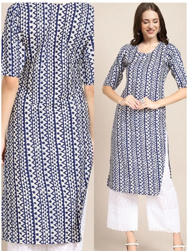 Blue Ethnic Printed Straight Kurta for Women