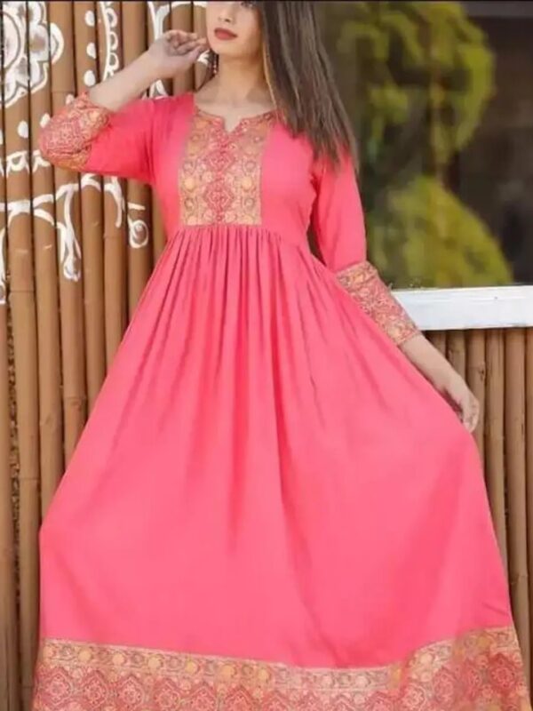 Pink Ethnic Printed Anarkali Kurta for Women