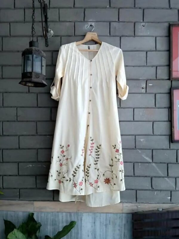 White Embroidered Straight Kurta Set for Women