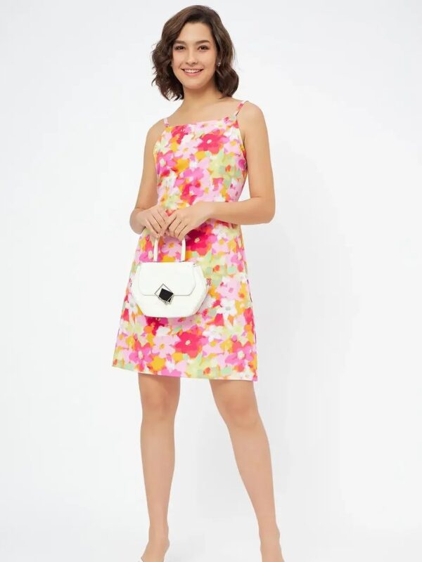 White Floral Mini Slip Dress for Women