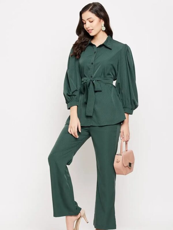 Dark Green Shirt Co-ord Set for Women