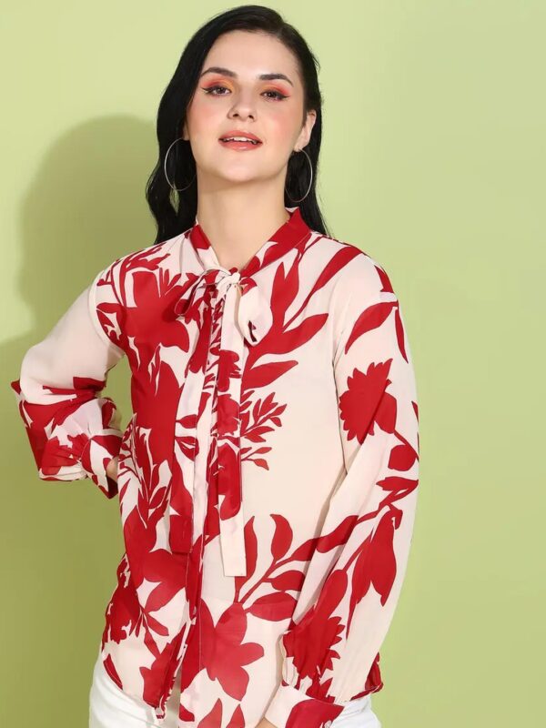 Red Floral Shirt for Women