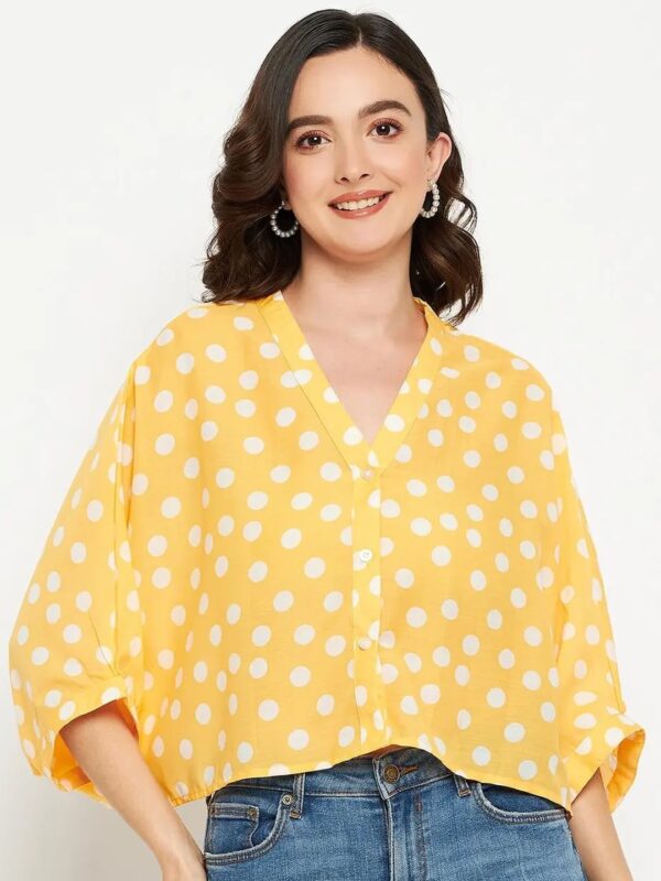 Yellow Floral Relaxed Top for Women