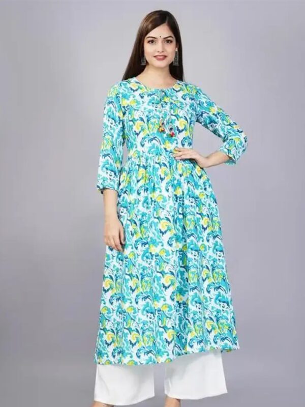 Sky Blue Floral Anarkali Kurta Set for Women