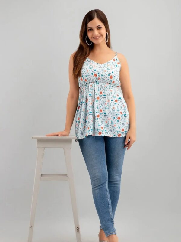 Printed Sleeveless Peplum Top for Women